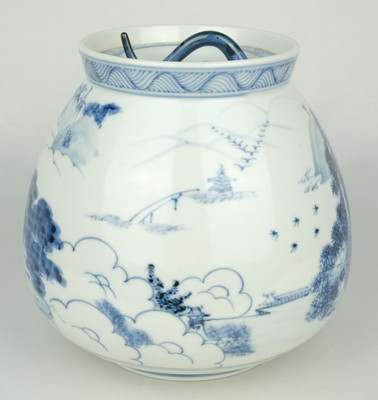 栗山園オンライン通販部 / 【出物】 膳所焼染付近江八景絵芋頭水指