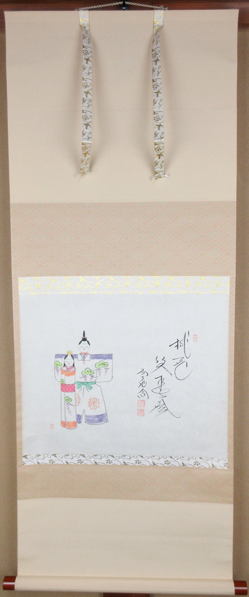 大徳寺 大道 桃花春風笑 ひな画賛 茶掛軸 茶道具 箱無し 栗山園オンライン