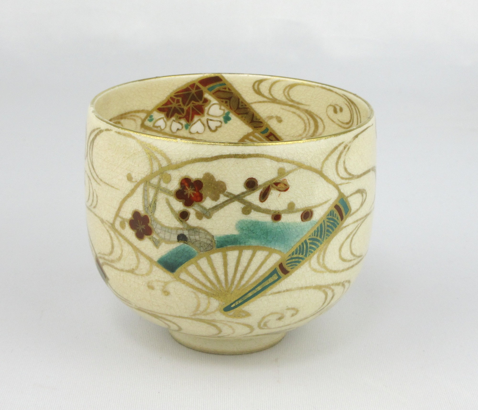 栗山園オンライン通販部 / 【出物】 色絵仁清扇面画筒茶碗 清閑寺窯