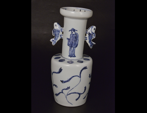 荒川豊藏 染付高砂手花入 | しぶや黒田陶苑