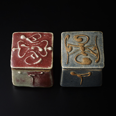 No.13 河井寛次郎 呉須辰砂蓋物一対 / KAWAI Kanjiro A pair of boxes