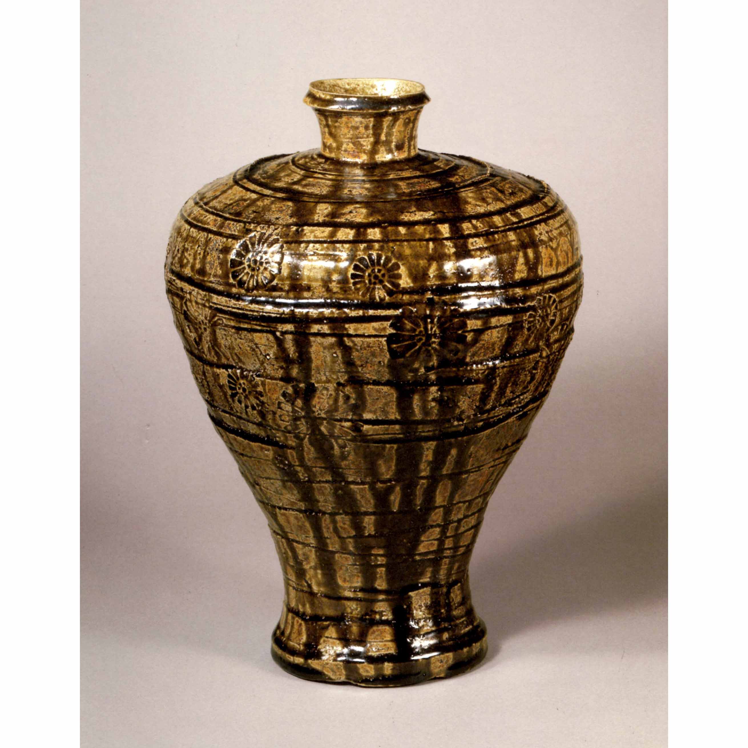 飴釉印花瓶子 | しぶや黒田陶苑