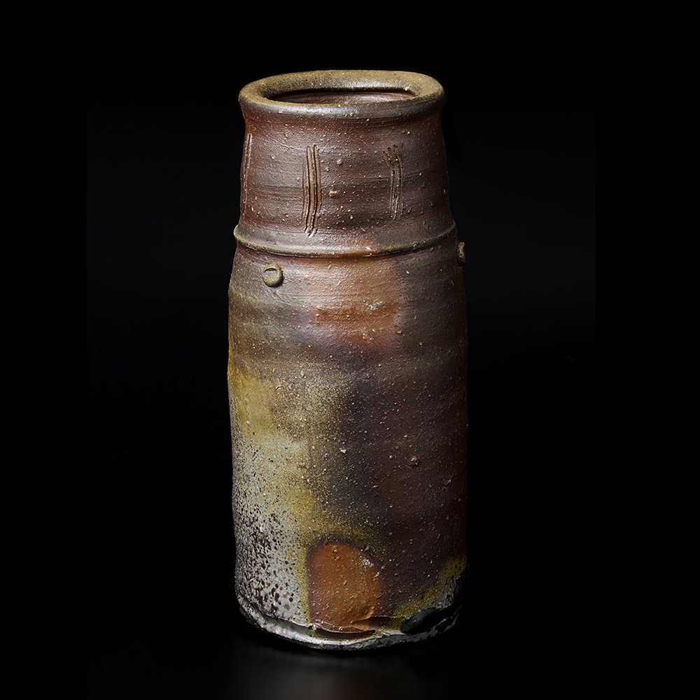 人間国宝 金重陶陽 耳付窯変花入 M321 人間国宝 備前 金重陶陽 窯変耳