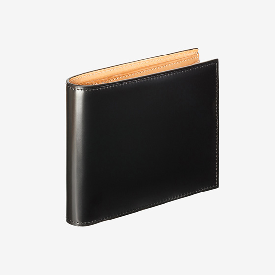 コードバン つや有り 二つ折り財布 小銭入れ付き （ネイビー） | 黒川