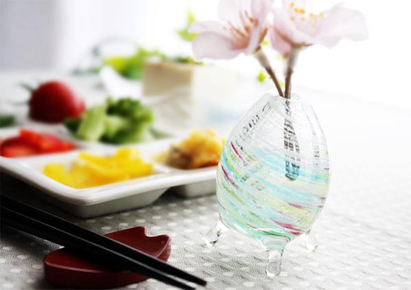 琉球ガラスの花瓶/そよ風一輪挿し・レインボー