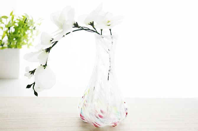 琉球ガラス】 さざ波一輪挿しロング☆金赤