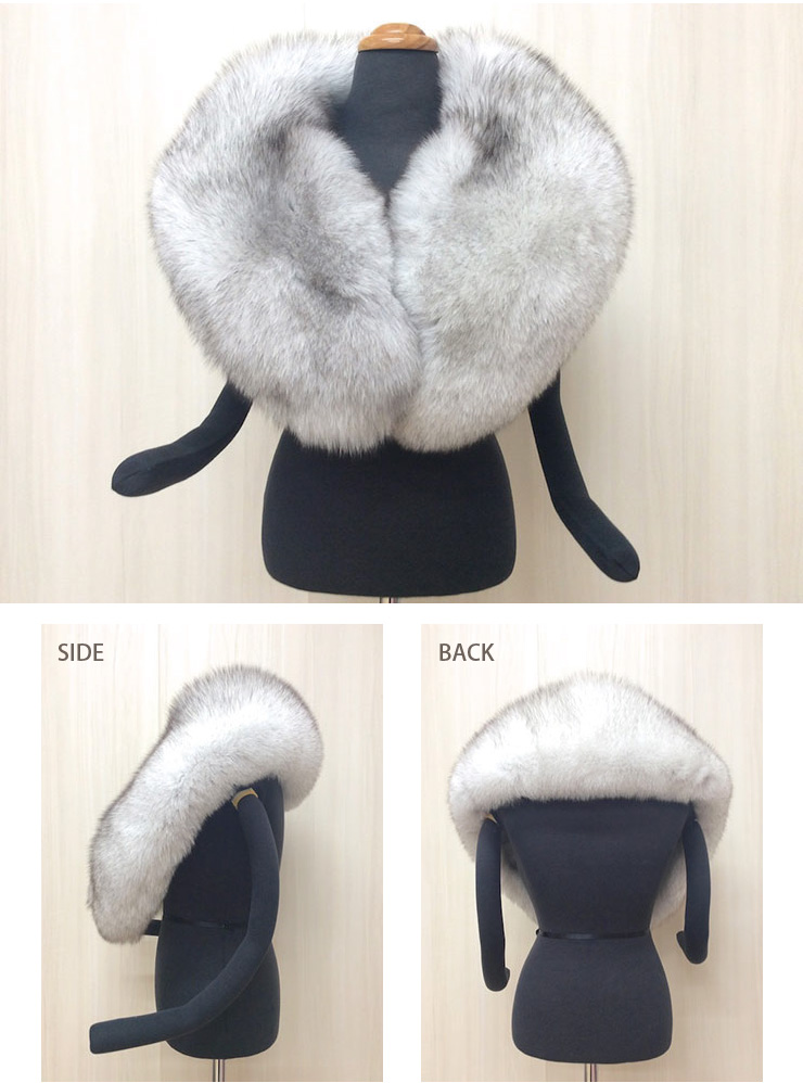 SAGA FURS】ブルーフォックスショール 白系 ファー 成人式 振袖 日本製