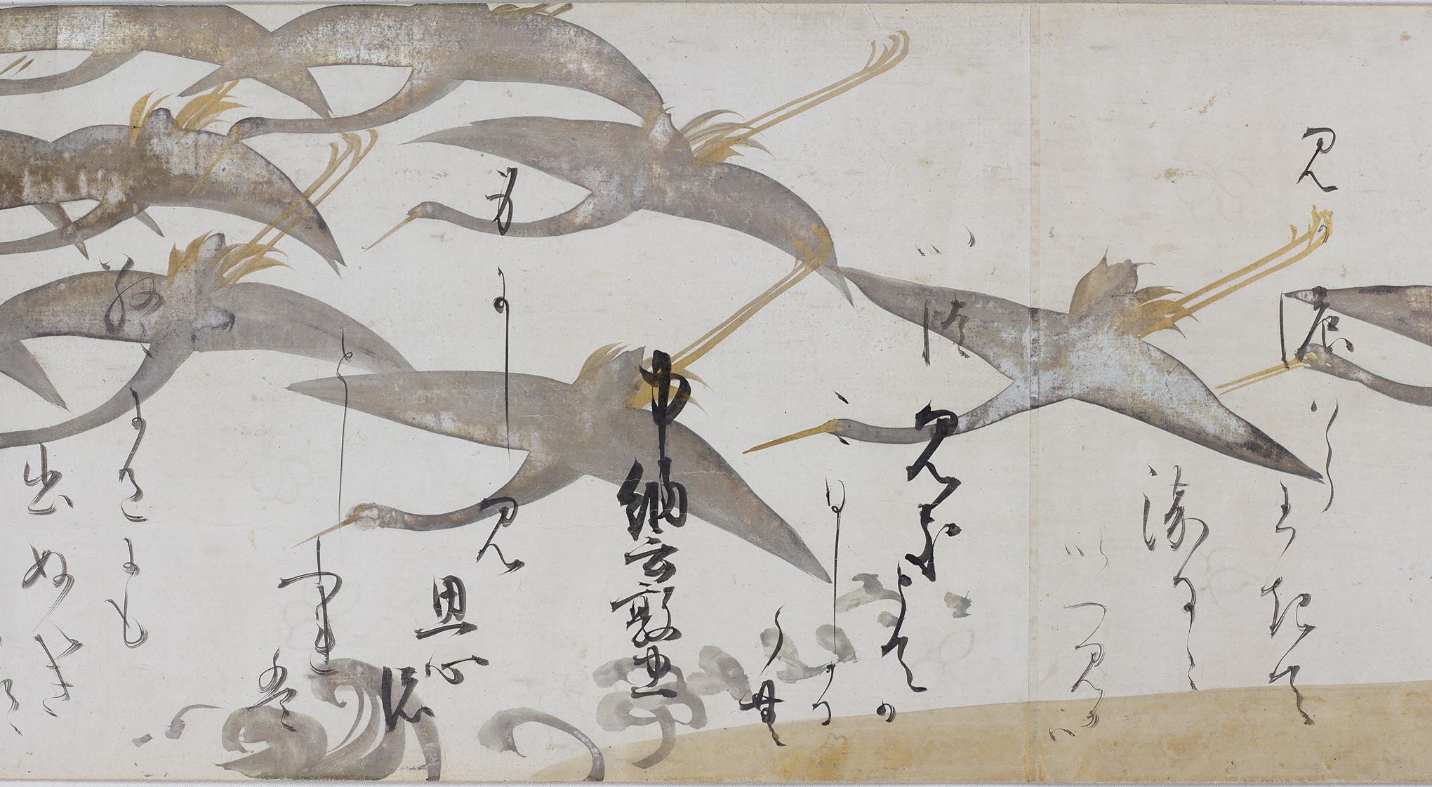 鶴下絵三十六歌仙和歌巻 - 名品紹介 - 京都国立博物館