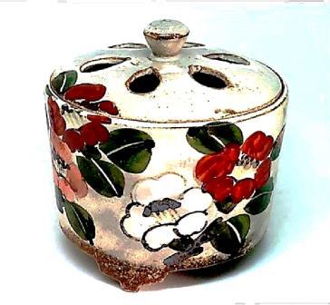 香炉・香立》清水焼香炉 乾山手・紅白椿（紙箱付） | お香/香炉/伝統