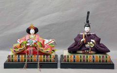 時代風俗人形 尺 朱地に紋柄