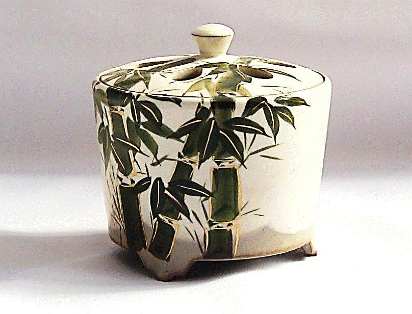 香炉・香立》 清水焼香炉 乾山手・竹（紙箱付・送料サービス）