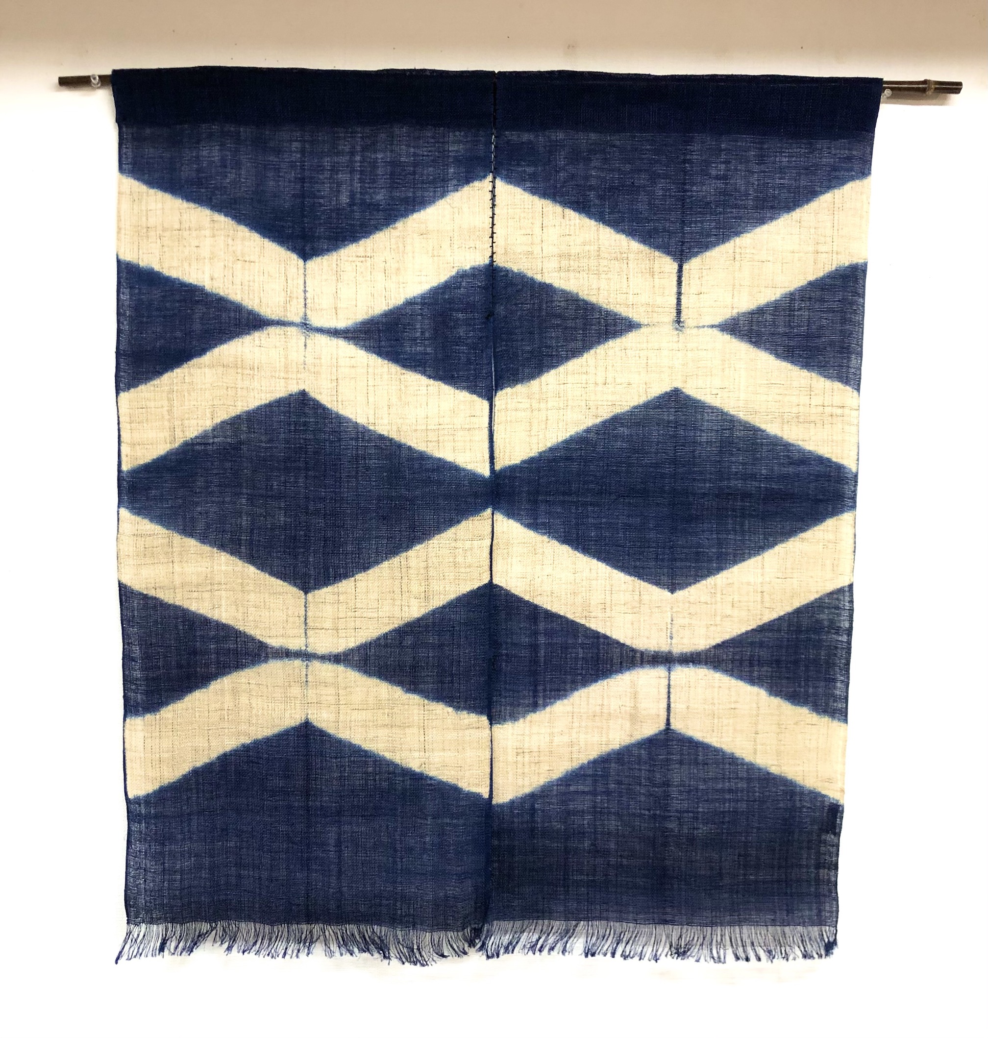山内武志 板締絞り藍染 のれん