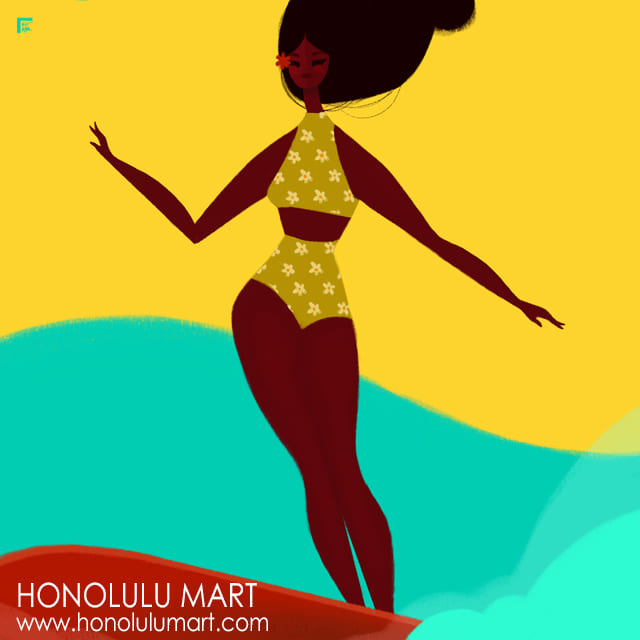 70年代サーフィンポスター風アート | ハワイアン雑貨通販ホノルルマート
