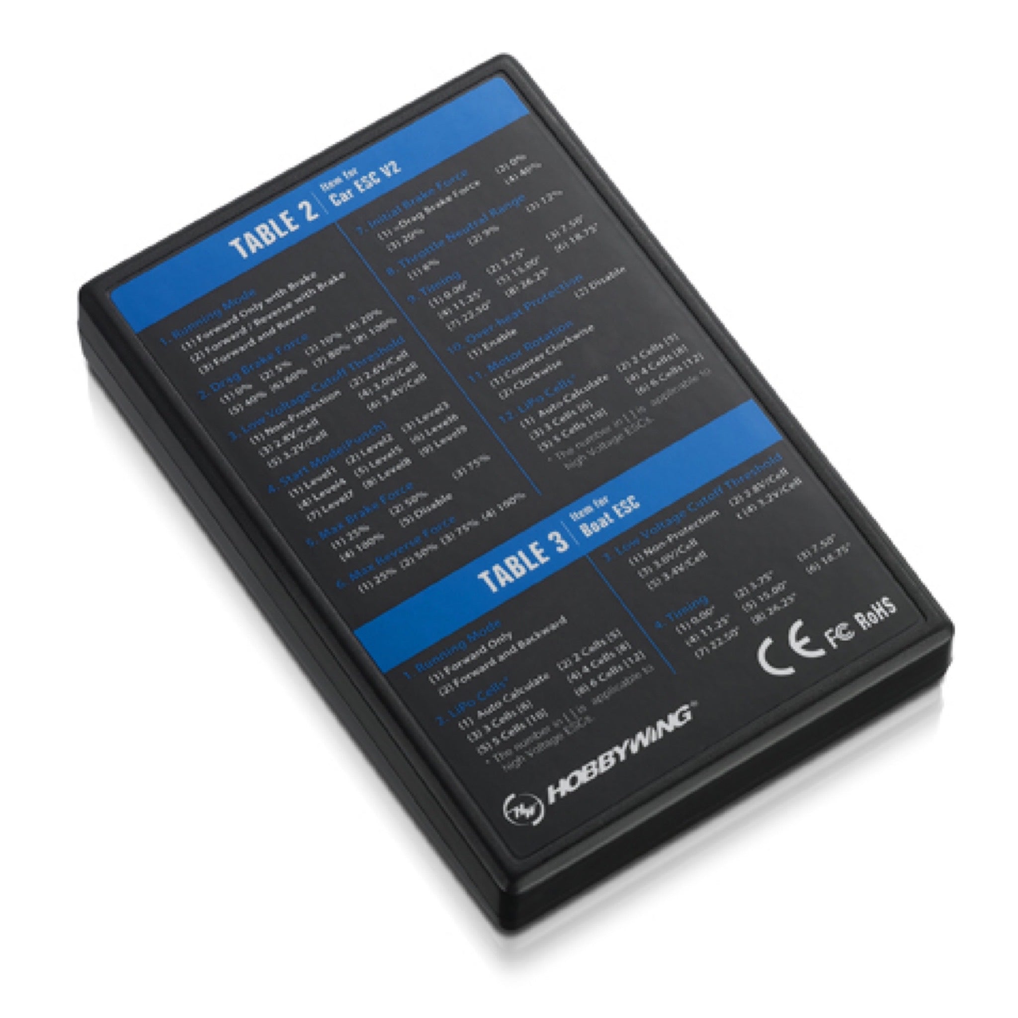 hobbywing LED Program Card For Cars & Trucks, xerun, ezrun