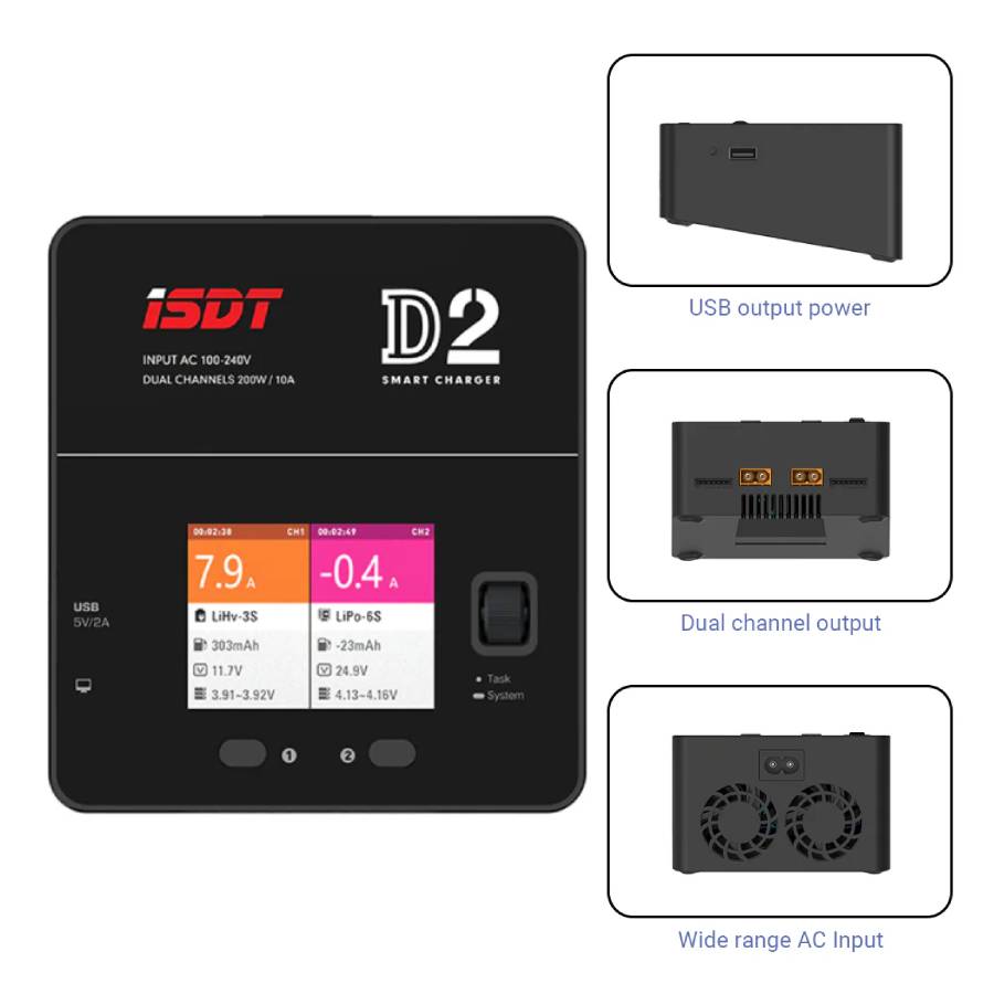 ISDT D2 MK2 200W DC Dual AC Charger | HobbyRC UK