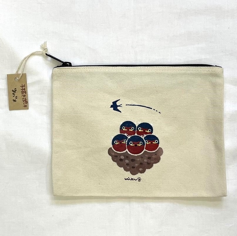 クラチシマ 手描きポーチ （ツバメ・コアジサシ） Hobby's World｜野鳥