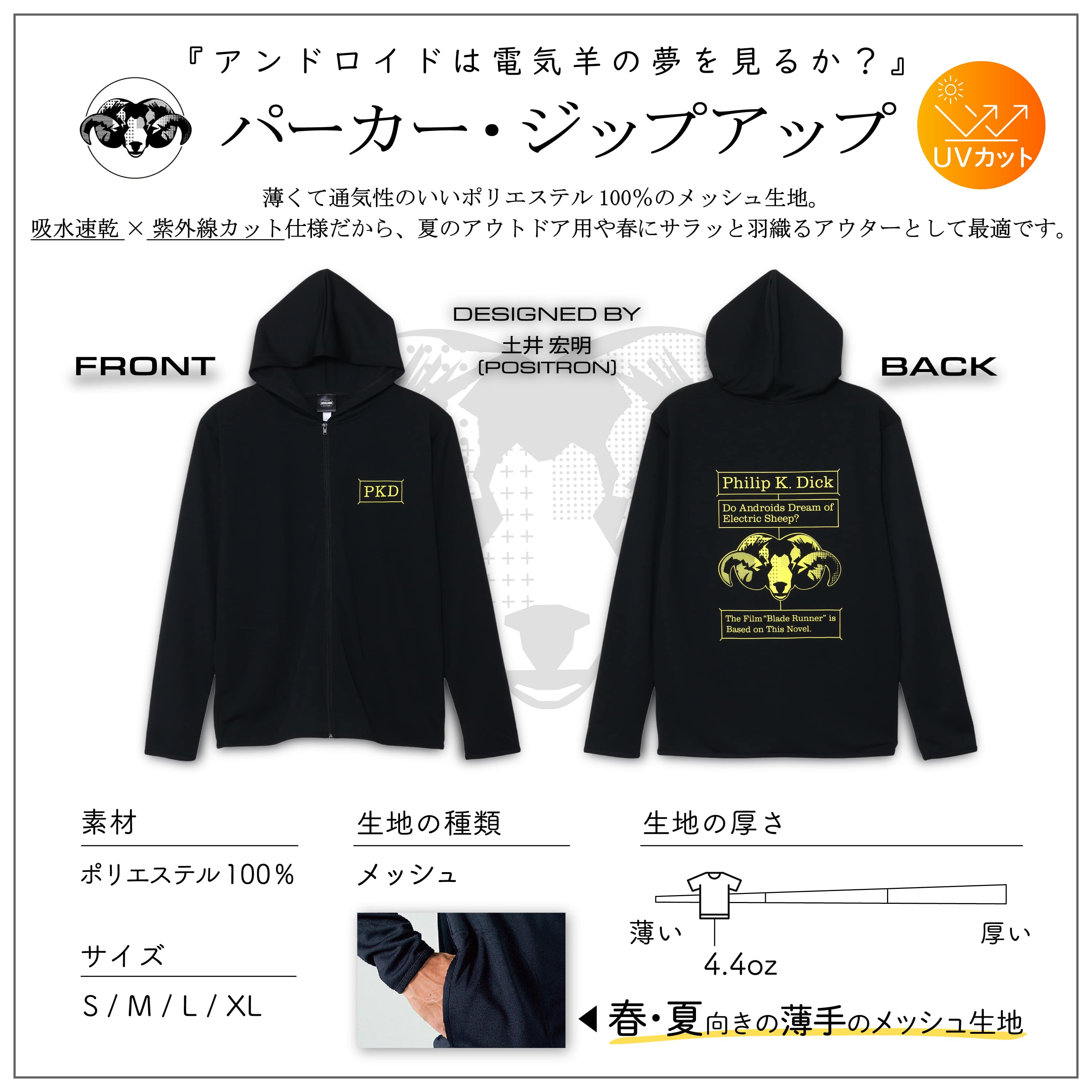 パーカー ジップアップ フィリップ・K・ディック アンドロイドは電気羊