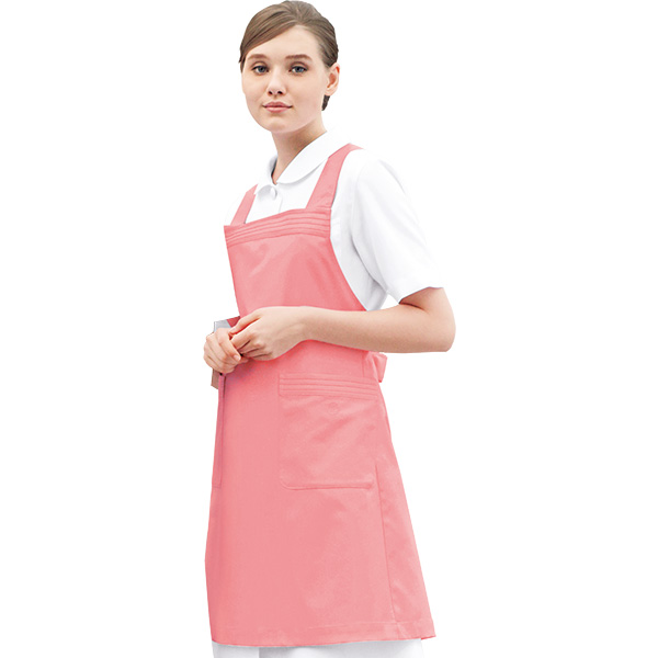 KAZEN/株式会社アプロンワールド-YW41-C18】エプロン（コーラルピンク