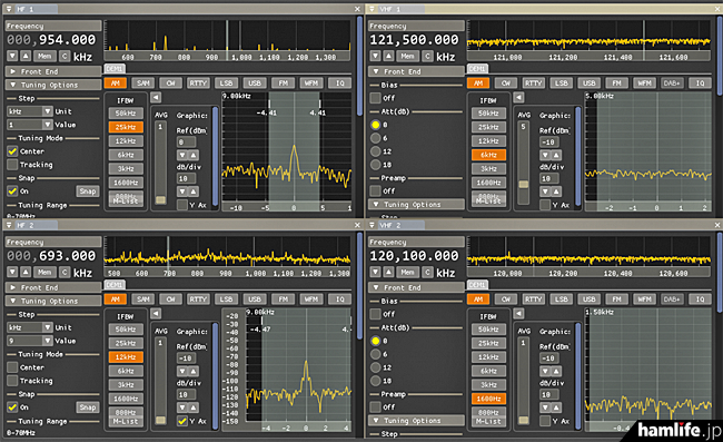 0.01～70MHz×2、70～225MHz×2の4チャンネルを同時受信できる＞エーオー