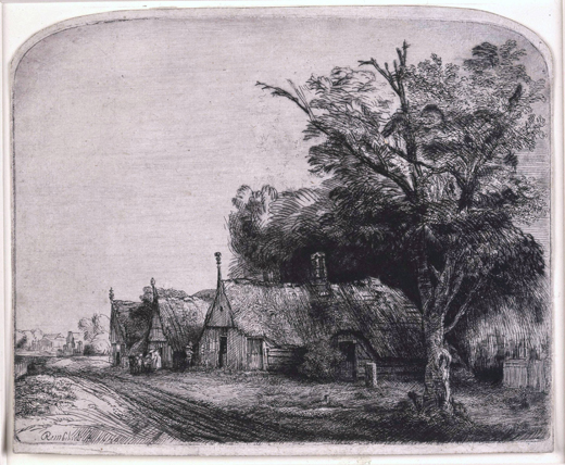 道端に三軒の切妻屋根の家のある風景 ｜ 名品紹介 ｜ コレクション