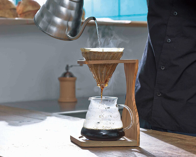 V60オリーブウッドスタンドセット｜コーヒー関連｜耐熱ガラスのHARIO