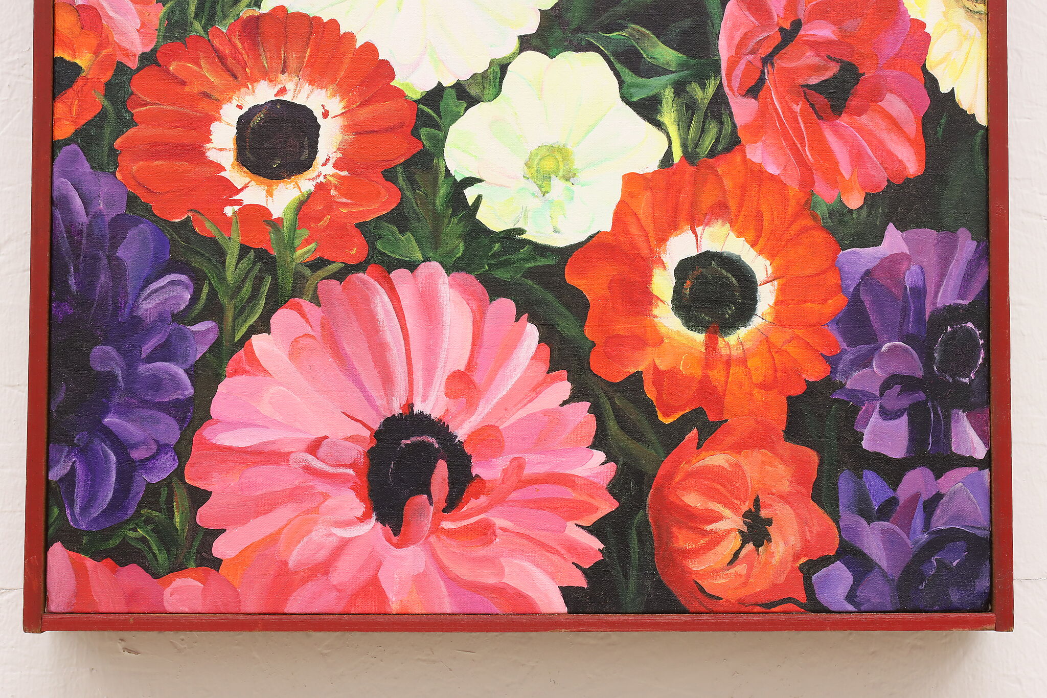 Anemone Flower Garden Vintage Original Acrylic Painting