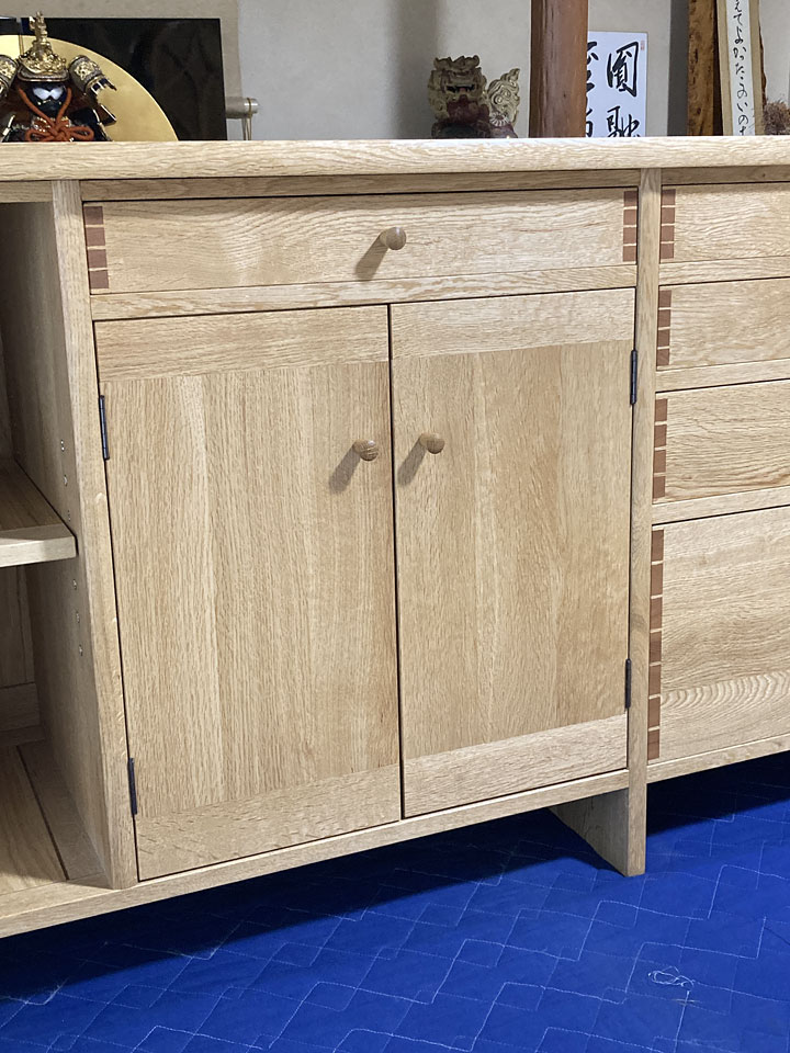 楢（ナラ） 収納棚兼書斎机：ダイニングテーブルや手作り家具の