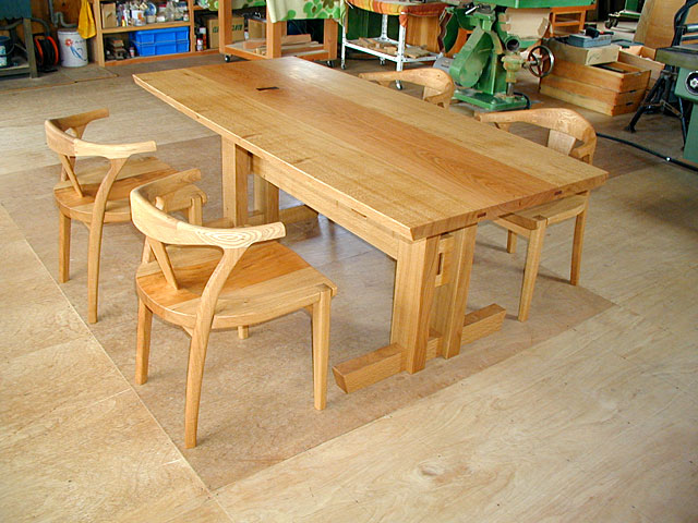 楢桜3枚接ぎ ダイニングテーブル：ダイニングテーブルや手作り家具の