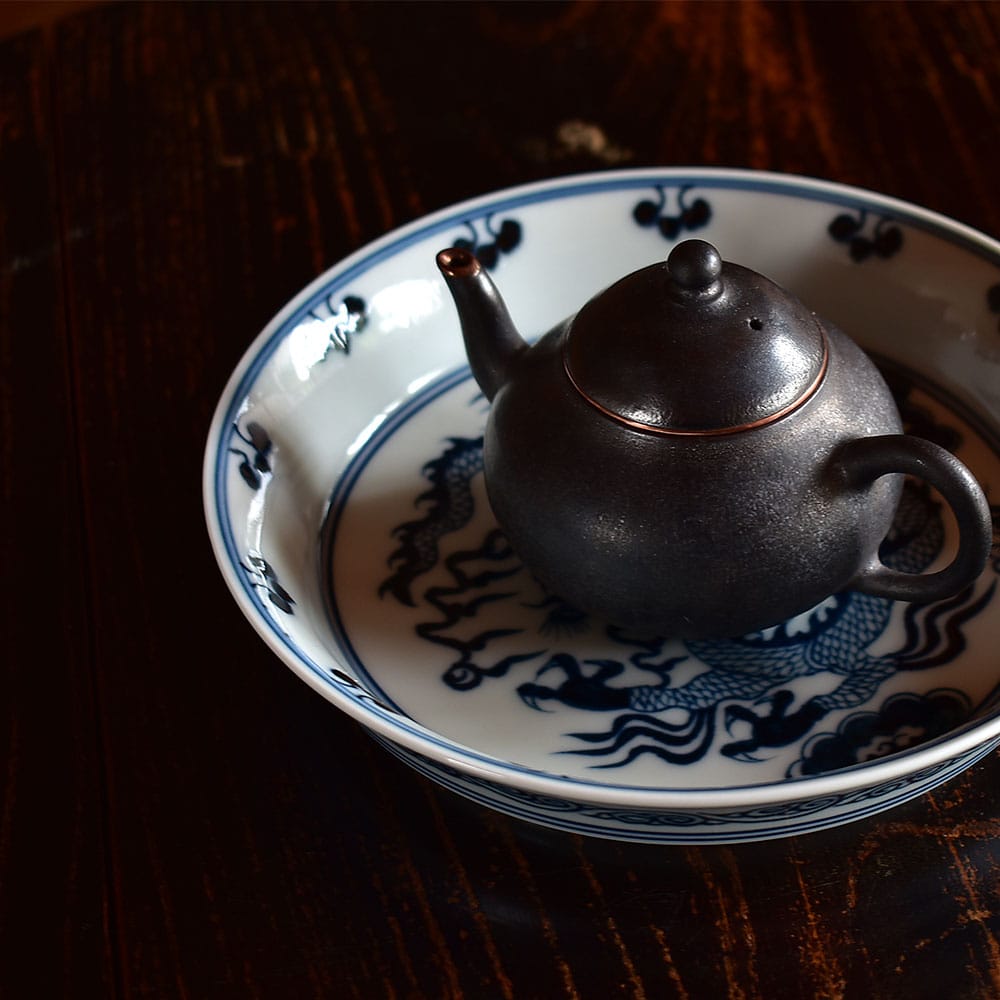 全手工手繪元青花龍紋壺承_Hey China