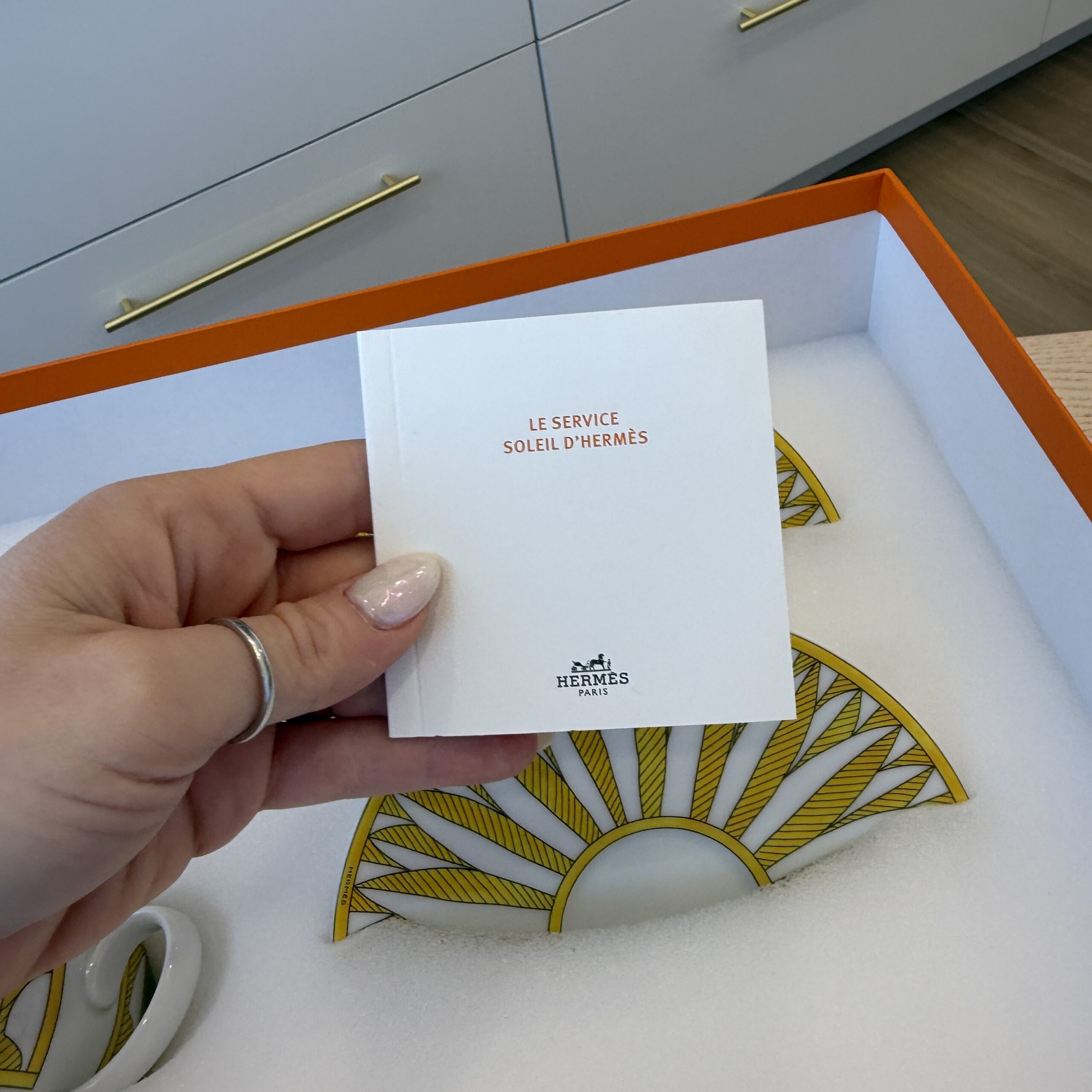 Hermes Soleil d'Hermès Tea Cup and Saucer Set of 2