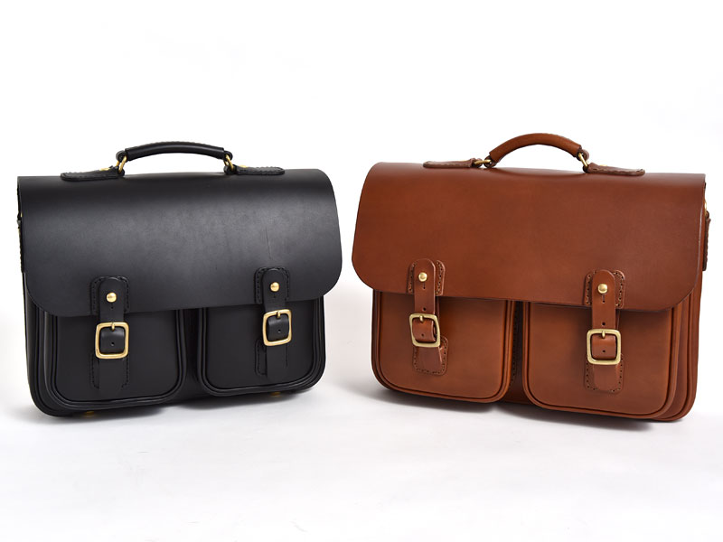 便利なダブルポケット付きのハードレザービジネス3wayバッグ / 革鞄の