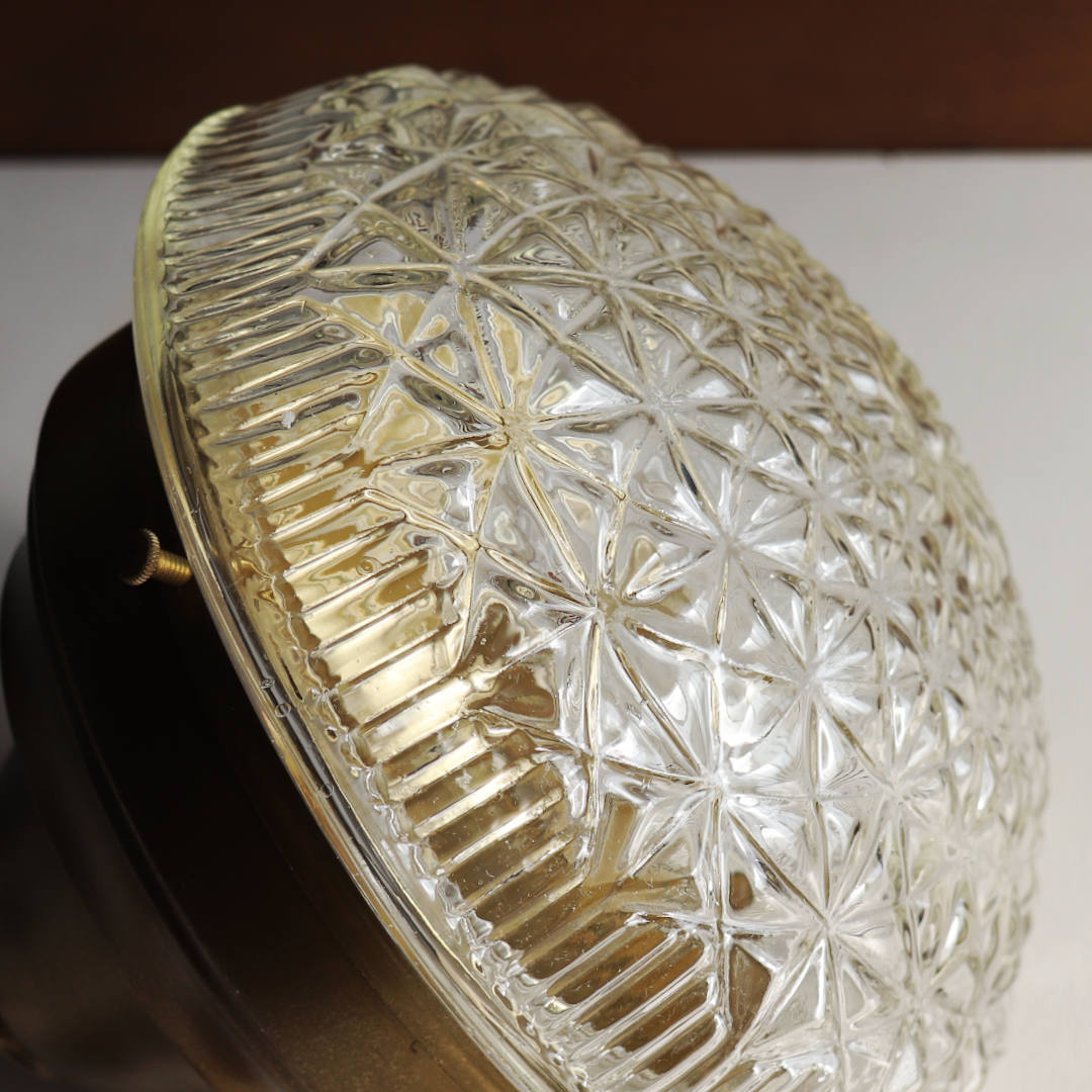 USAヴィンテージラウンドガラスシェードペンダントライト幾何学模様