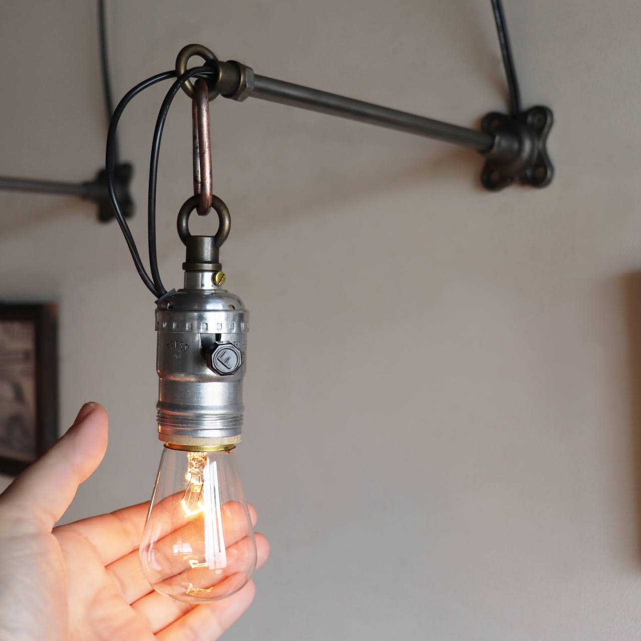 USAヴィンテージインダストリアルチェーンリング付ブラケットライト