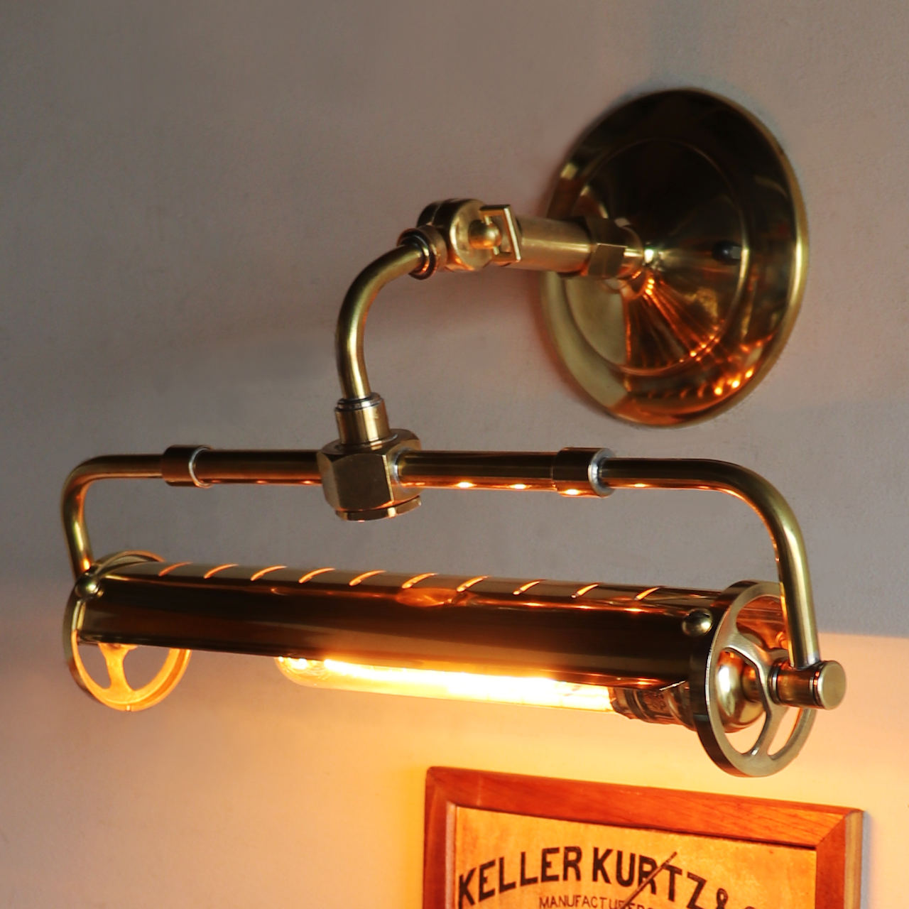 要電気工事】【壁面直付け】インダストリアルブラスピクチャーライト