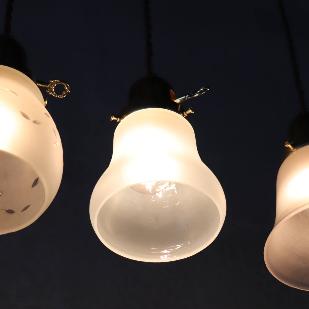 USAヴィンテージフロストガラスシェードペンダントライト吊下照明A