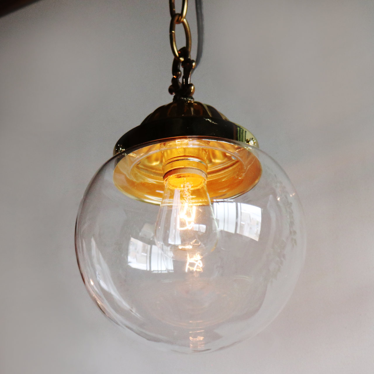 USAヴィンテージクリアガラスボールシェードペンダントライト