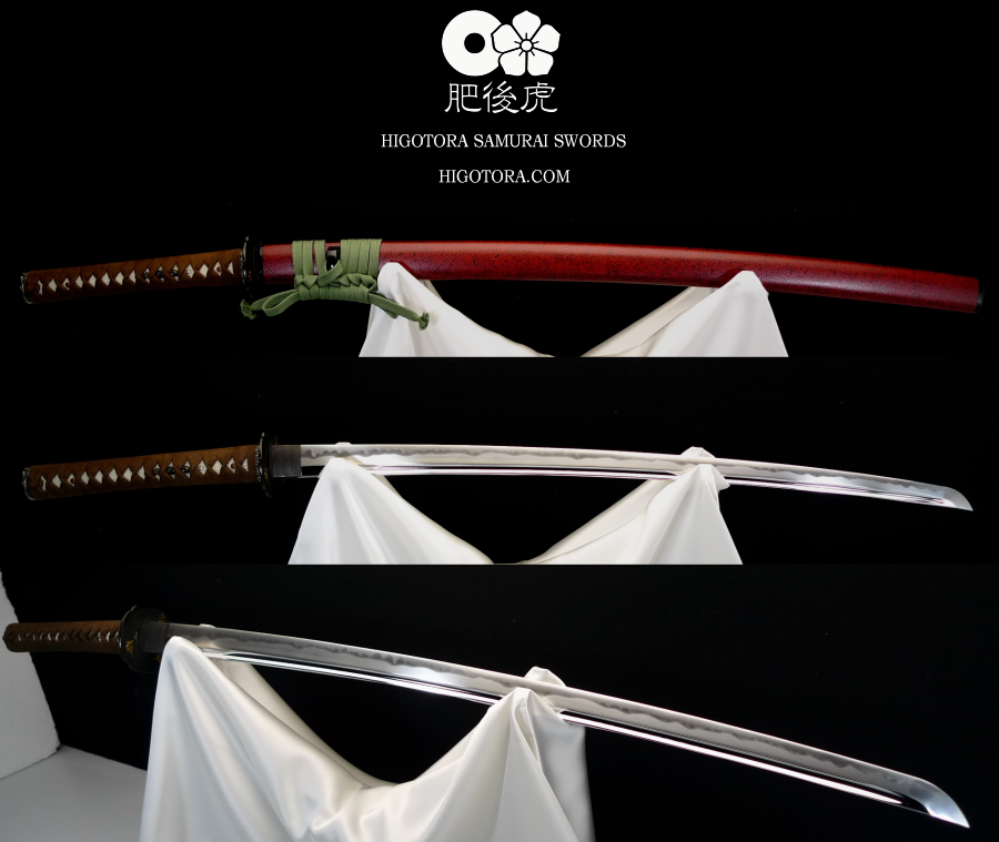 肥後虎 同田貫 / 2尺4寸5分 / 牛革巻柄 / 本茶石目塗鞘｜製作事例