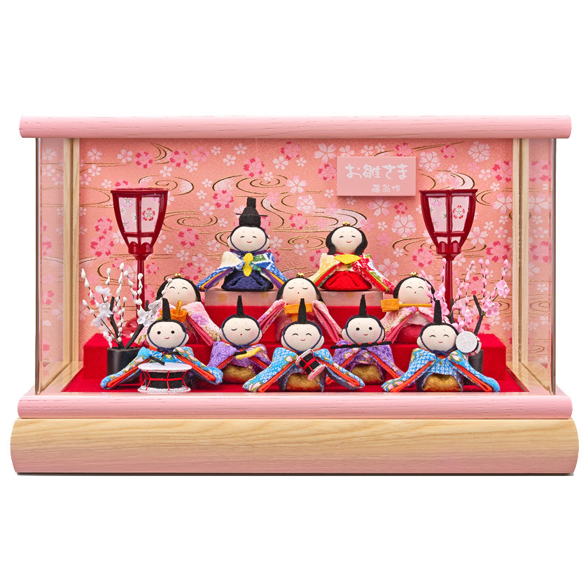 雛人形 アクリルケース 10人飾り【P83315】 にっこり優しい表情の