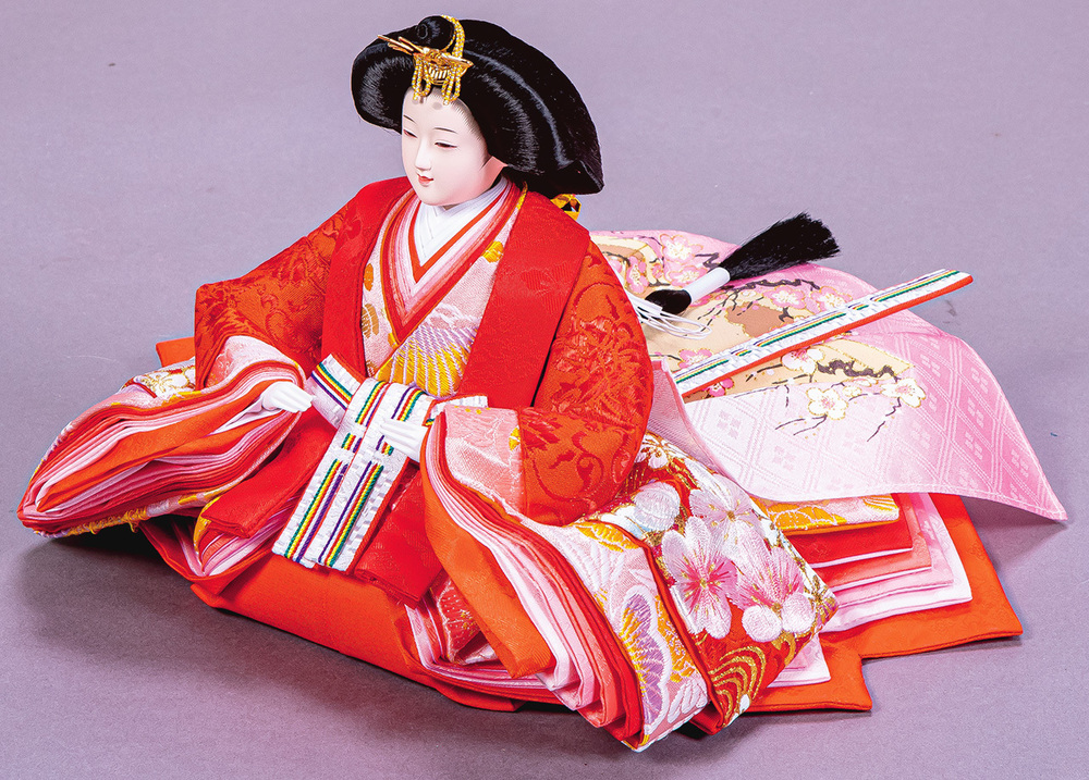 雛人形 コンパクト収納飾り【P81206】 桜の花に雪輪模様が美しい