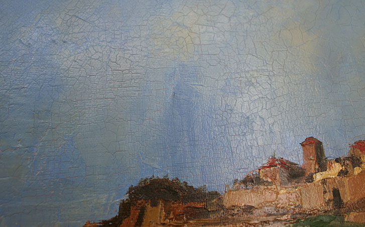 4号 油絵 河西昭治 「切り通しの石段」 4号 油絵 河西昭治 「切り通し