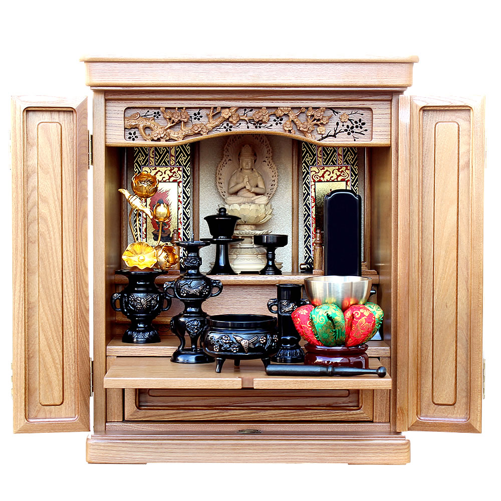 唐木仏壇・悠【二方練】-彫りがおしゃれな16号小型仏壇｜ひだまり仏壇