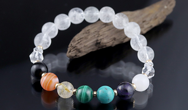 ☆]厄除けブレス【ヒマラヤ水晶Ver.2】（モリオン・サードオニクス