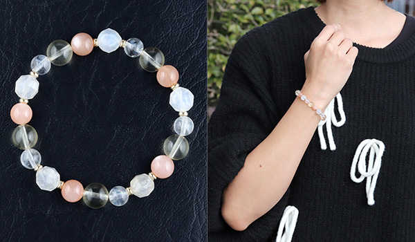 ☆]完全限定品ブレス【陽だまり】（スリランカ産ブルームーンストーン