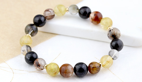 ☆]完全限定品ブレス【財神Ver.3】（ルチルクォーツAAA・ミックス