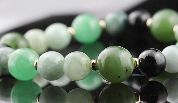 ☆]完全限定品ブレス【吉祥の輪Ver.5】（ミャンマー産翡翠AAA・糸魚川