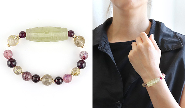 特別価格】【一点もの】デザインブレス【九眼天珠】（リビアングラス天