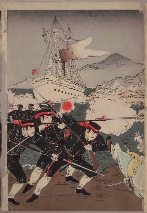 軍事／8937 錦絵 日清大激戦 我陸兵第二軍及ビ海軍於旅順口大戦争