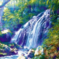 瀧澤大滝 | 滝と風景と川と木と夏のイラスト | イラストレーター検索