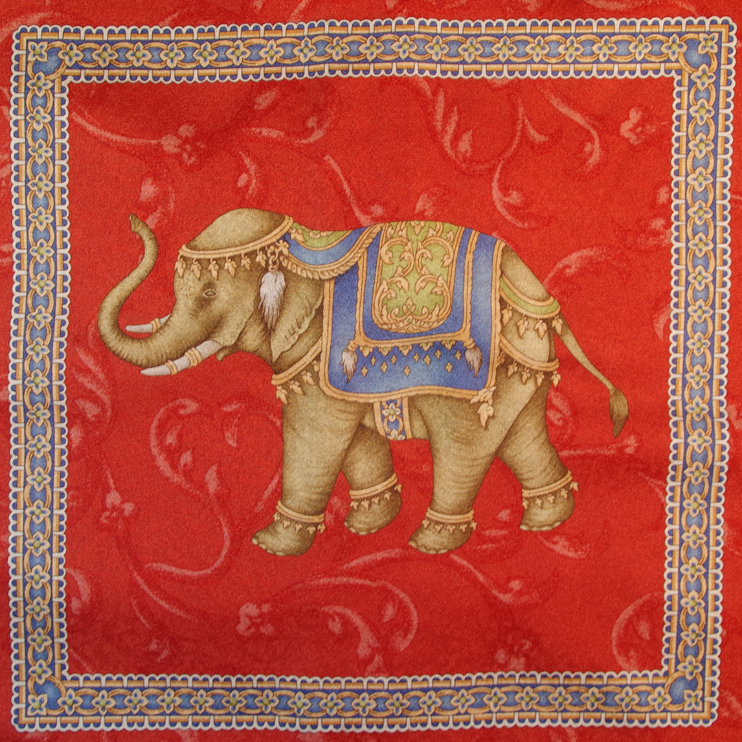Jim Thompson】クッションカバー（ゾウ／レッド） / アジアン雑貨