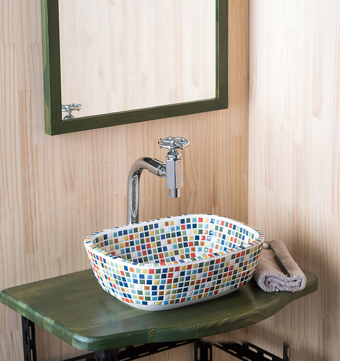 モザイクタイルの洗面ボウル | ファボリ レクタングル | A-253 A-254 A-255